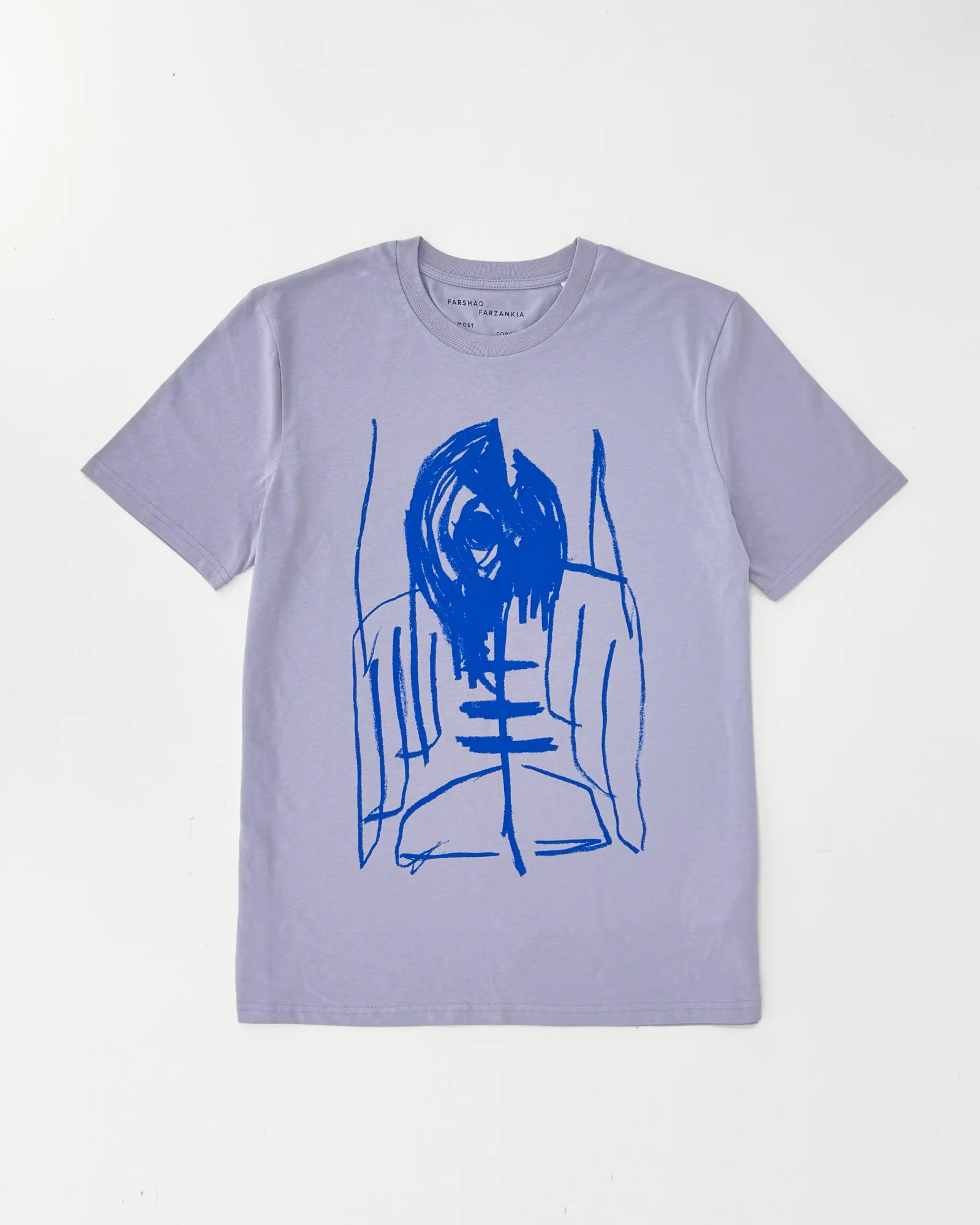 Farshad Farzankia: T-shirt - lavender with blue print