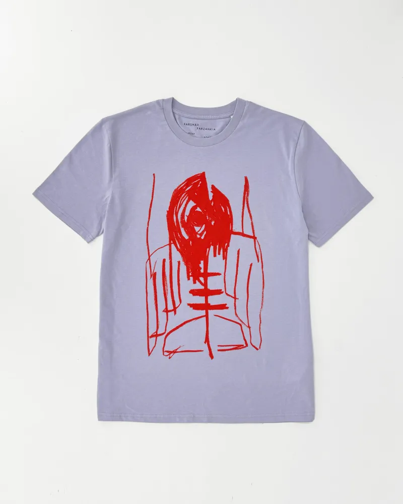 Farshad Farzankia: T-shirt - lavender with red print
