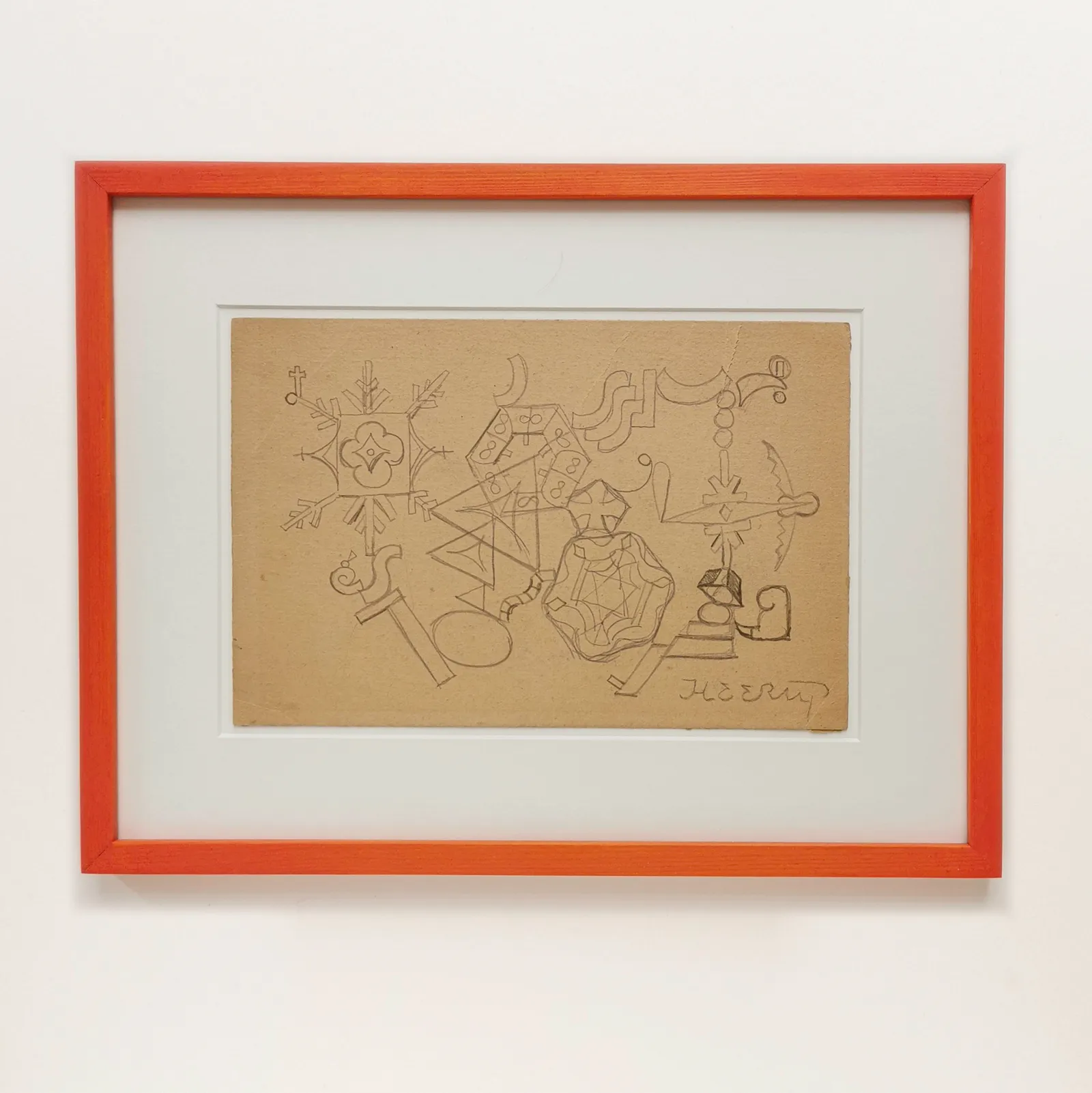 Henry Heerup: Skitse med ornamenter og figurer