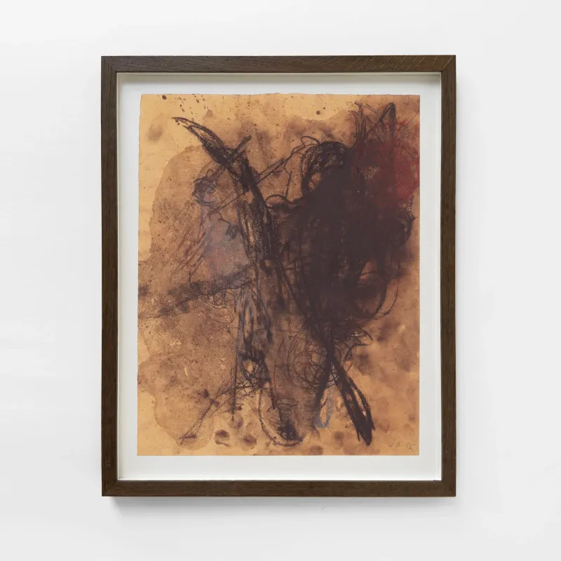 John Olsen: Mørkebrun komposition, 1995