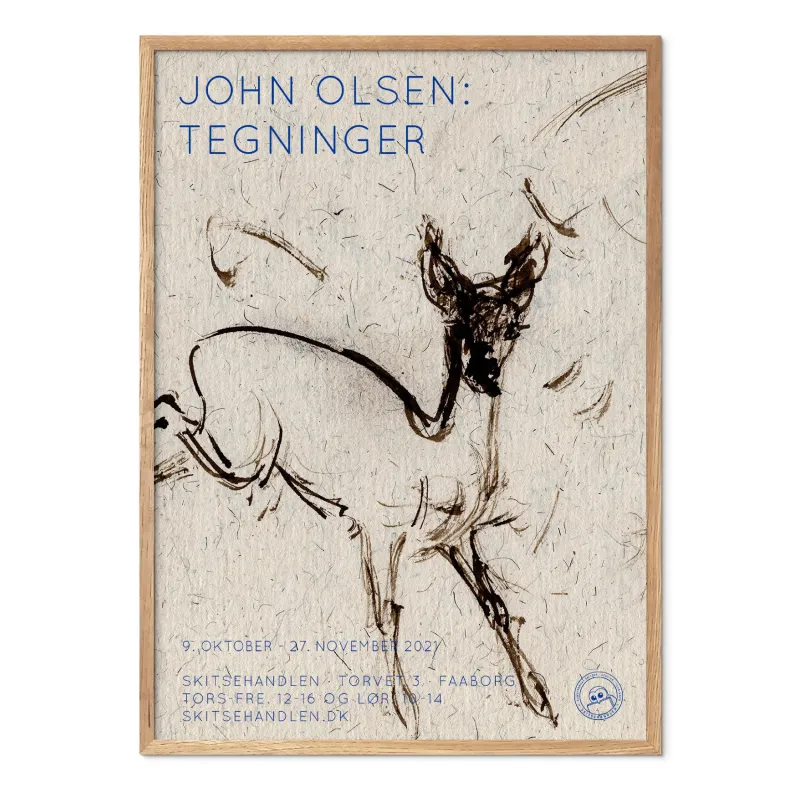 John Olsen: Tegninger (udstillingsplakat med springende buk)