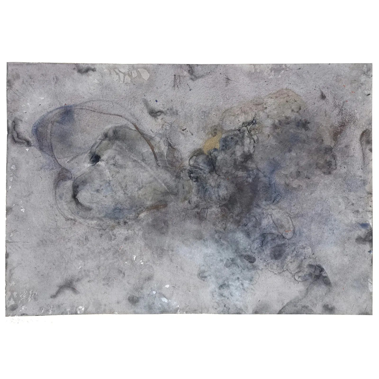 John Olsen: Uden titel (grå/guld)