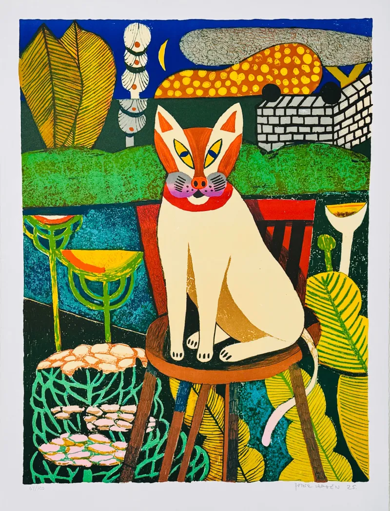 Peter Larsen: Le Chat dans le Jardin, 2025 (Inkl. indramning)