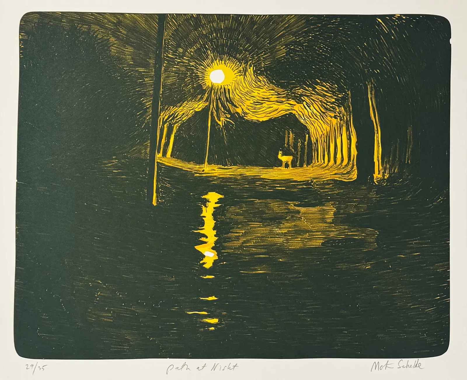Morten Schelde: Path at Night, 2024 (Inkl. indramning)