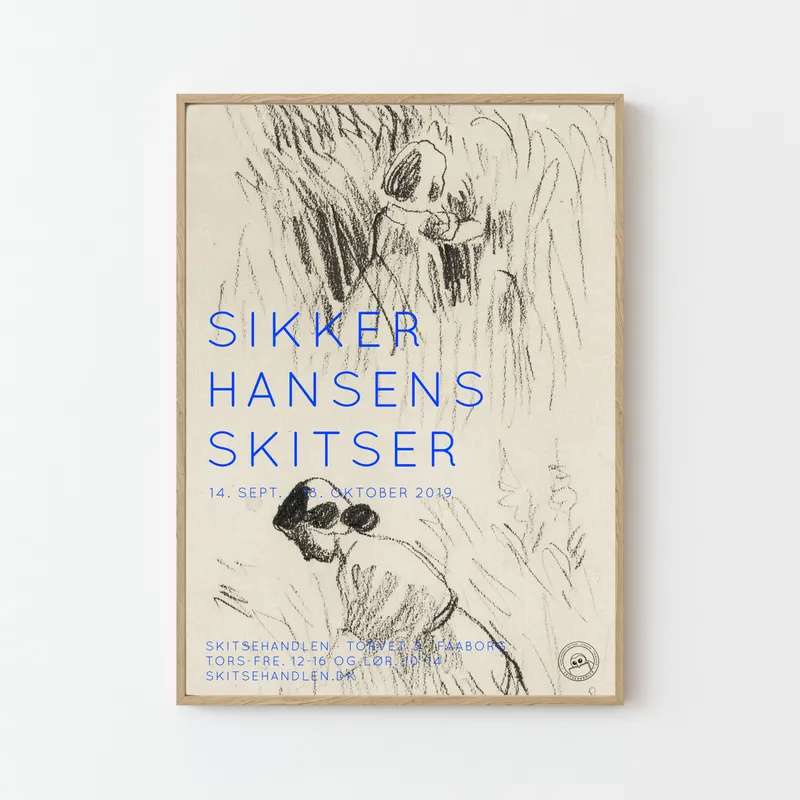 PLAKATER OG BØGER: Sikker Hansens skitser (udstillingsplakat)