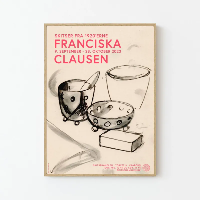 PLAKATER OG BØGER: Franciska Clausens skitser (udstillingsplakat)