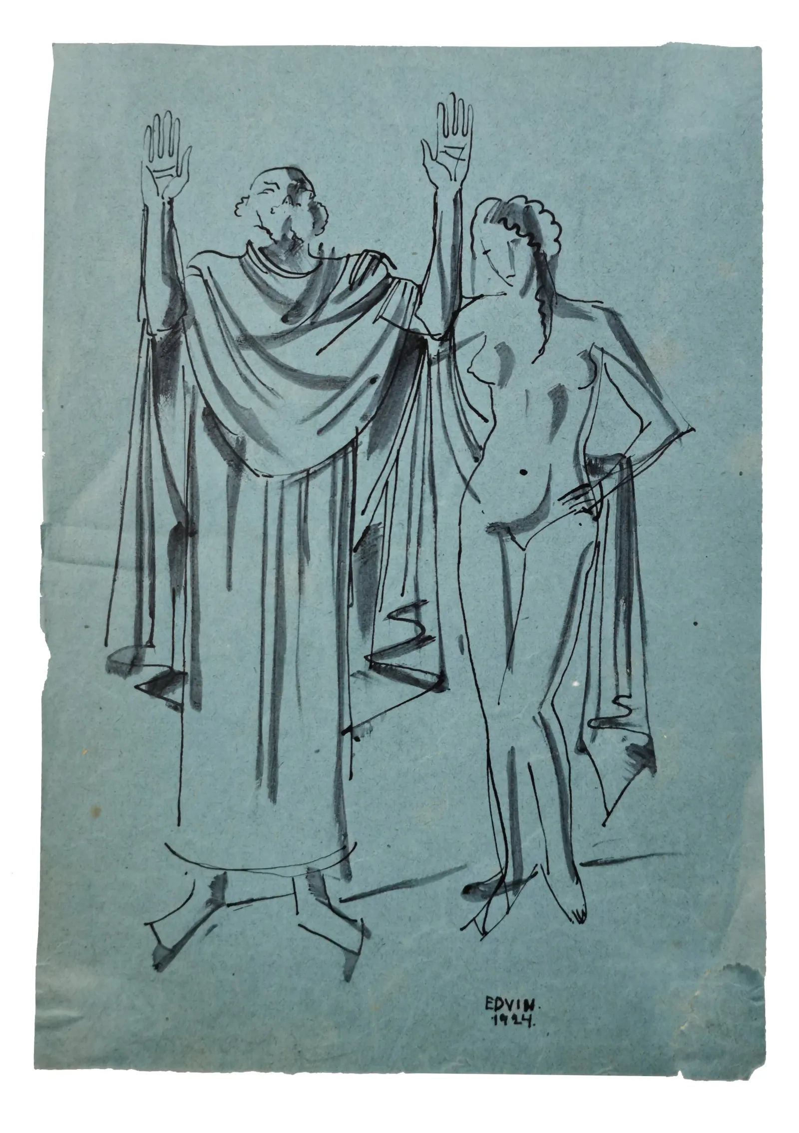 Aage Nielsen-Edvin: Skitse af en mand og en kvinde, 1924