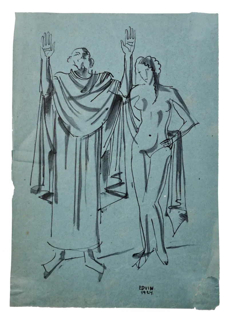 Aage Nielsen-Edvin: Skitse af en mand og en kvinde, 1924