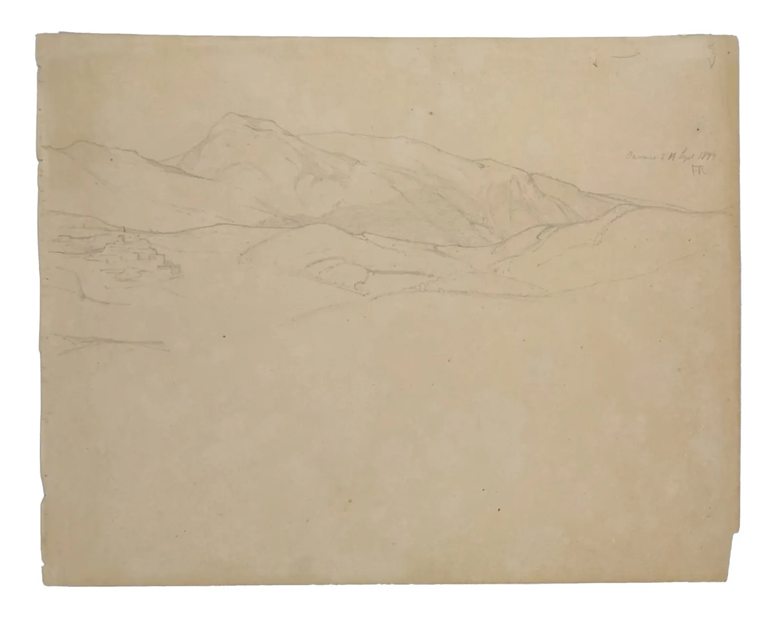 Frederik Rohde: Skitse af bjergkam, 1844