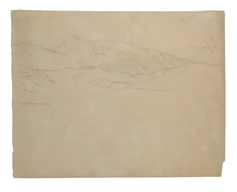 Frederik Rohde: Skitse af bjergkam, 1844