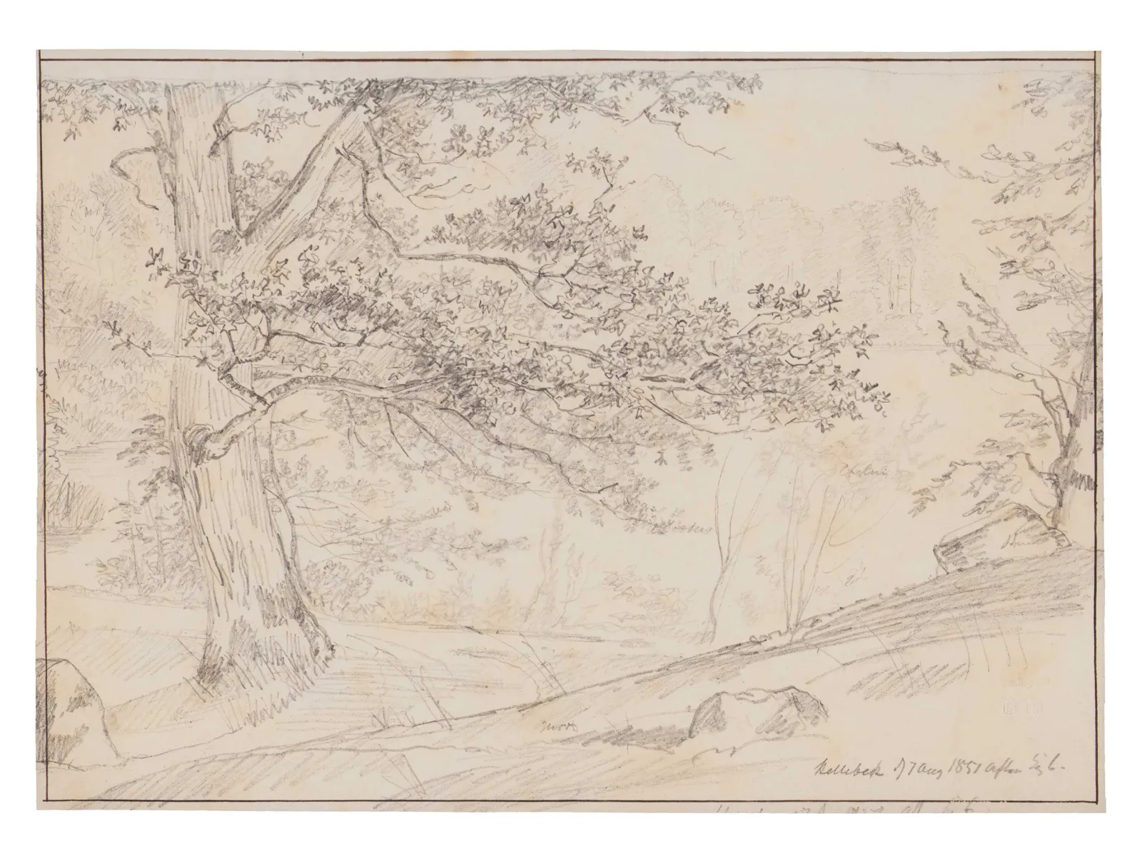 I.P. Møller: Skovparti, augustaften, 1851