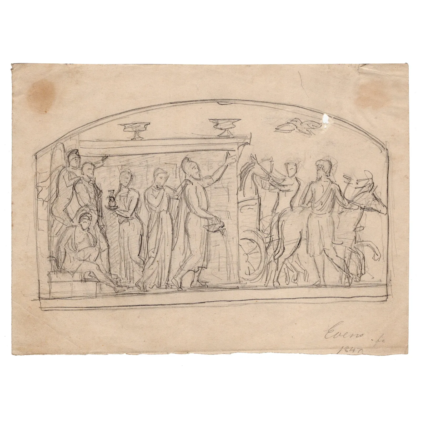Otto Evens: Antik afskedsscene, 1847