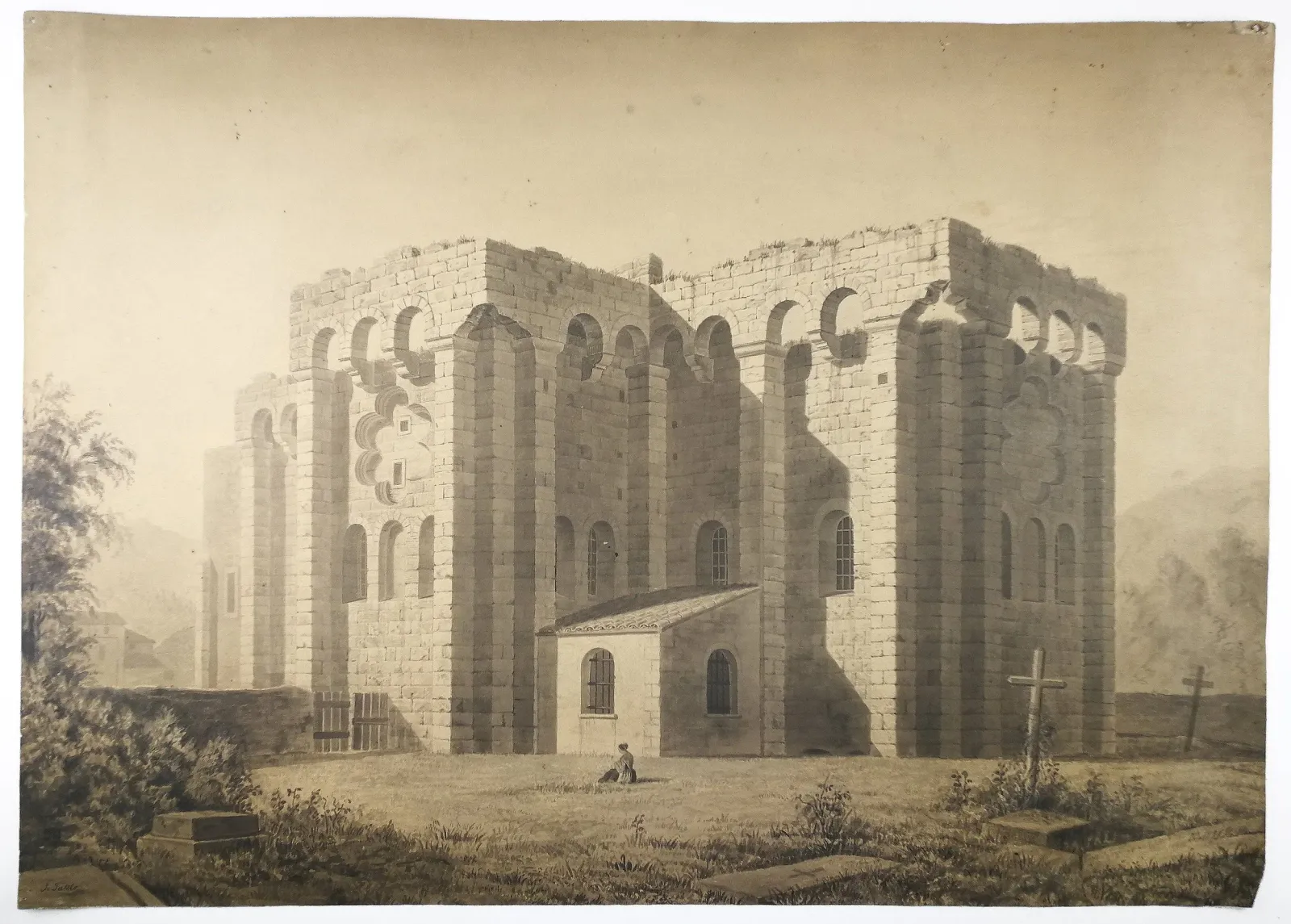 Ukendt kunstner: Kirkeruin, 1878
