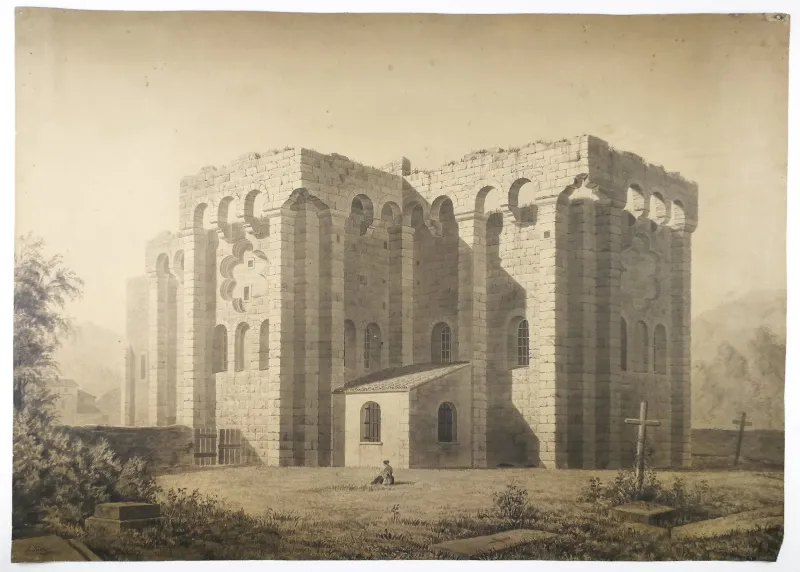 Ukendt kunstner: Kirkeruin, 1878