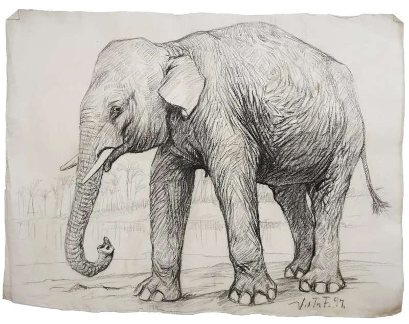 Vilh. Th. Fischer: Indisk elefant, 1897